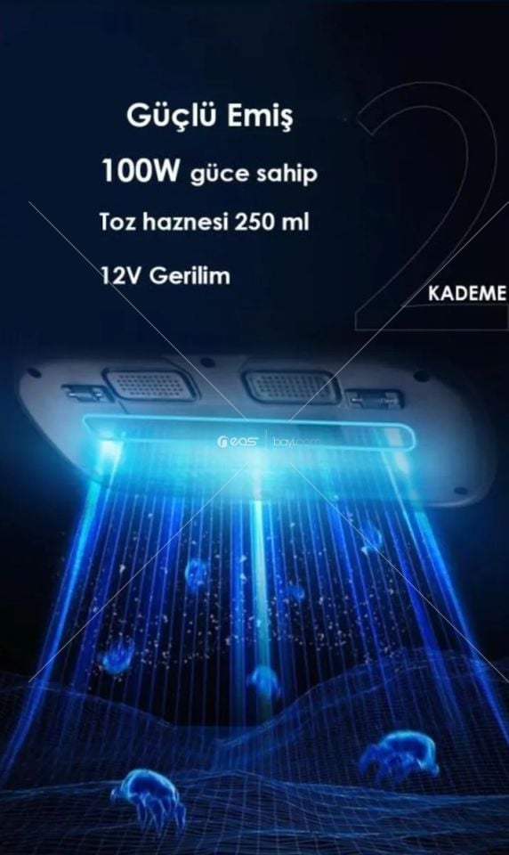 GOLD ORİON 1168  Araç ve Şarjlı El Süpürgesi Kablosuz Yatak Kanepe Halı Toz Tüy Alerji Uv Işınlı Vakum Temizleme Toz Giderme