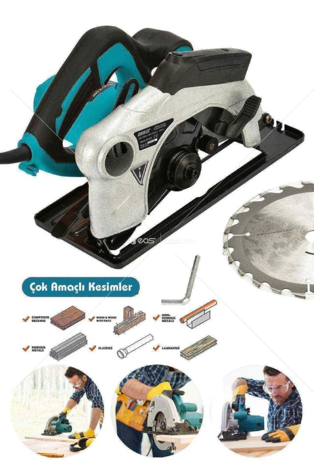 No Name 1400W Profesional Elektrikli Lazer Sunta Kesme Makinasi Daire Testere-Mavi