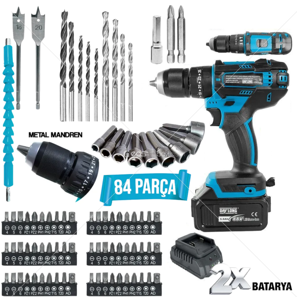 DAFLONG DFL3B 84 PARÇA 10PİLLİ ÇİFT BATARYA HIZLI SARJZ UNİTESİ 35TORK