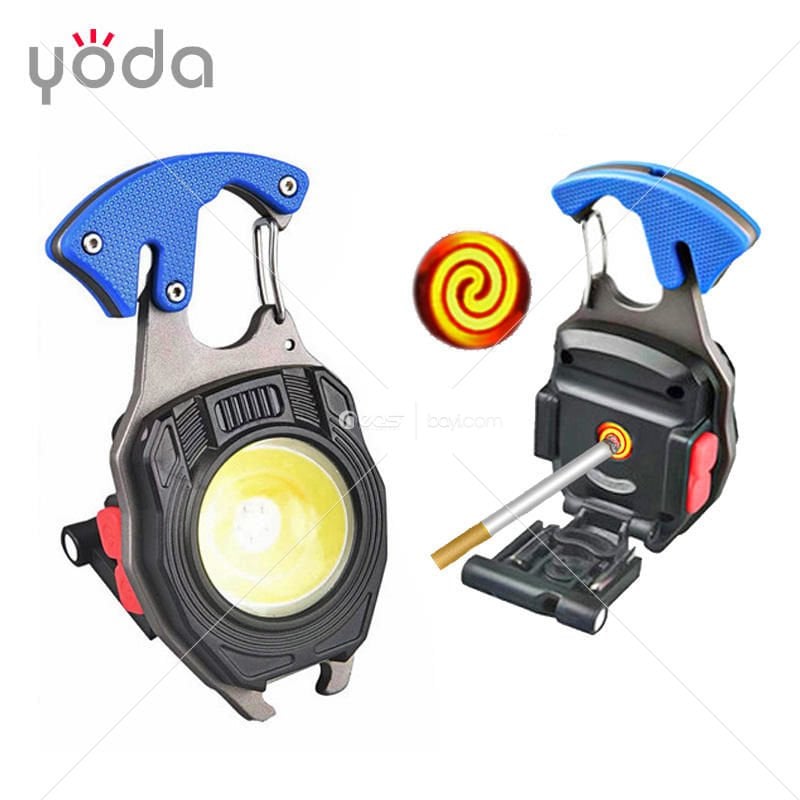 5147 GOLD ORİON Açık Hava Su Geçirmez Güvenli Çekiç Kesici Tornavida Araçları Taşınabilir Süper Parlak COB LED Şarj Edilebilir Mini El Feneri Meşale Çakmak