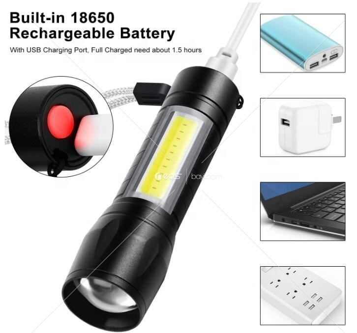 5139 GOLDORİON Clover EDC Taşınabilir mini Alüminyum COB Taktik El Feneri, Yakınlaştırılabilir El Feneri Su Geçirmez LED USB şarj edilebilir El Feneri
