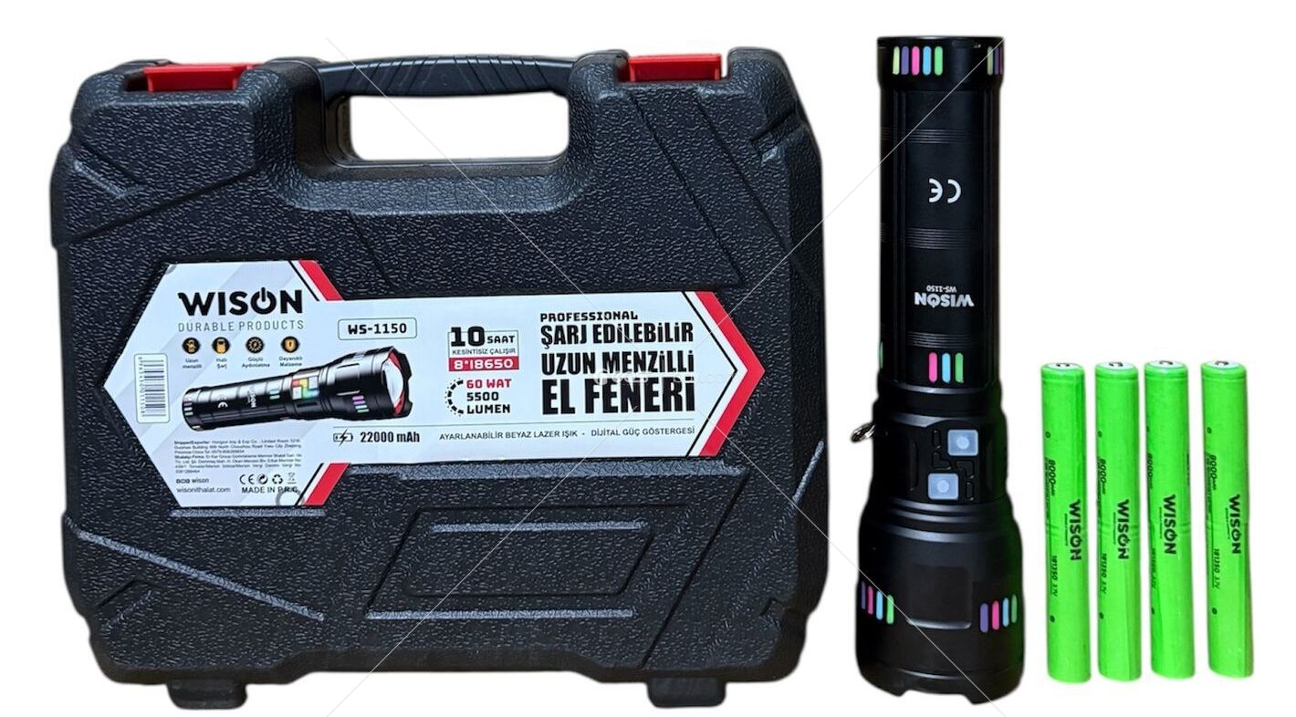 WS-1150 5500 LÜMEN UZUNMENZİL+HIZLIŞARJZ+10 SAAT ÇALIŞMA SÜRESİ
