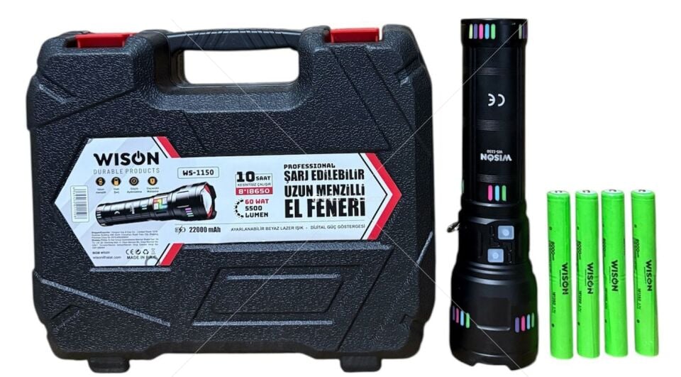 WS-1150 5500 LÜMEN UZUNMENZİL+HIZLIŞARJZ+10 SAAT ÇALIŞMA SÜRESİ