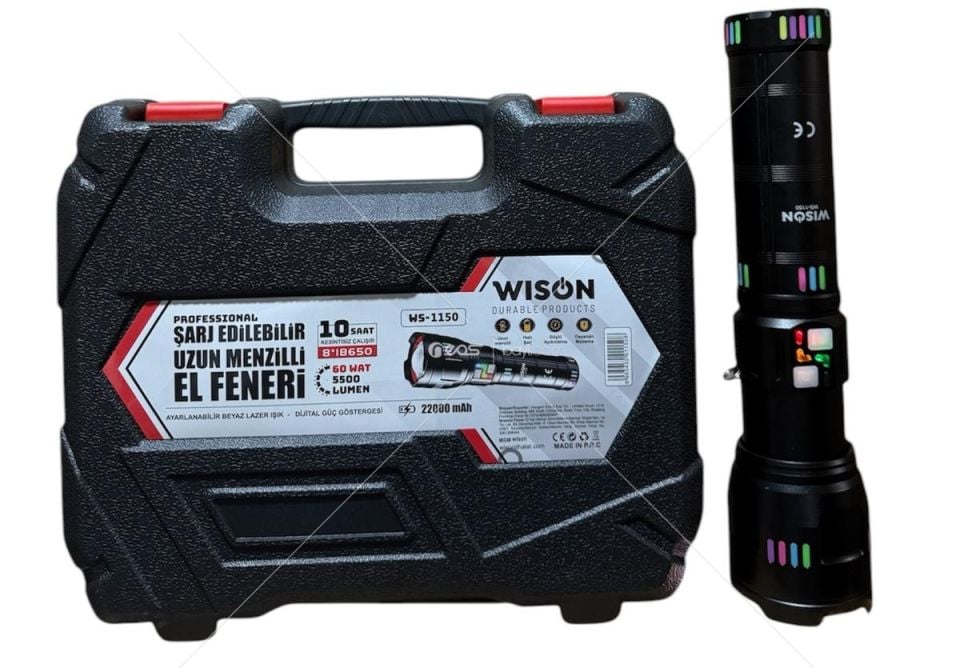 WS-1015 WS-1150 5000 LÜMEN UZUNMENZİL+HIZLIŞARJZ+10 SAAT ÇALIŞMA SÜRESİ