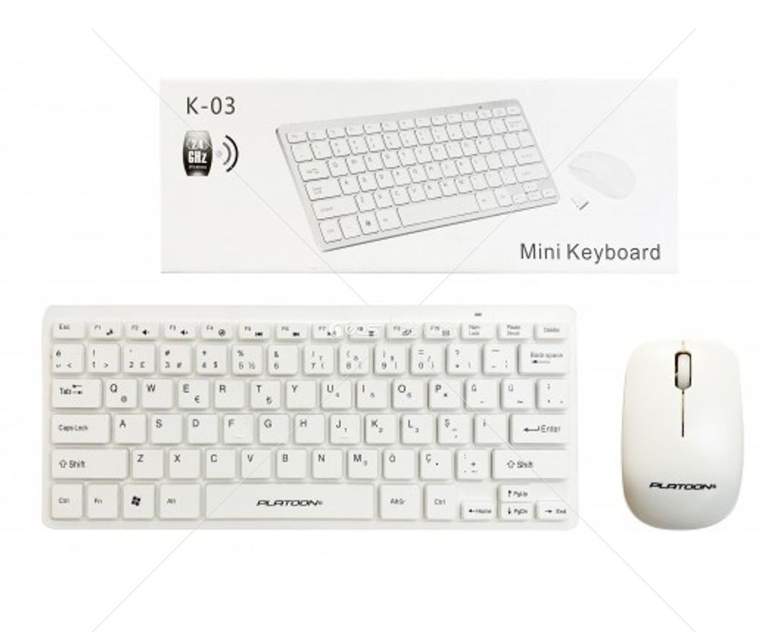 K03 Beyaz Klavye Mouse SET MİNİ TV UYUMLU