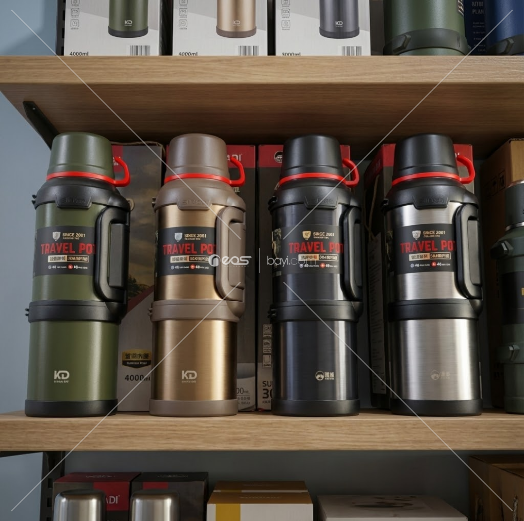 4LT TERMUS Büyük Kapasiteli Çift Duvarlı Vakum Yalıtımlı Paslanmaz Çelik Balıkçılık Su Şişesi İçecek Termal Matara Kamp Seyahat Tencere (GÜMÜŞ) (KARIŞIK RENK GÖNDERİLİR)