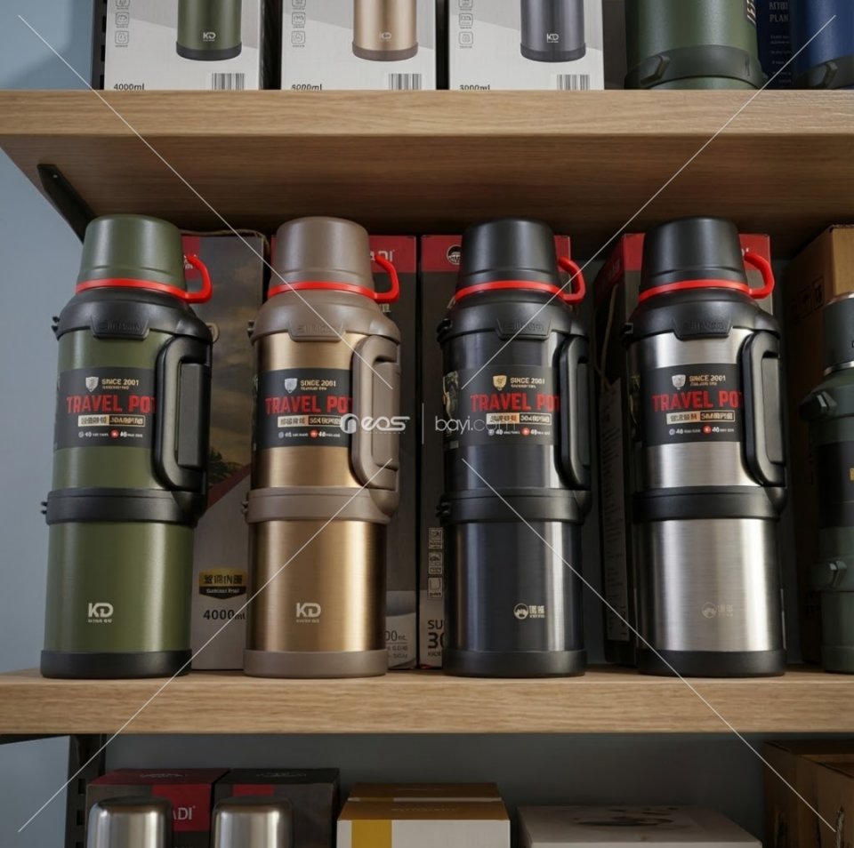 4LT TERMUS Büyük Kapasiteli Çift Duvarlı Vakum Yalıtımlı Paslanmaz Çelik Balıkçılık Su Şişesi İçecek Termal Matara Kamp Seyahat Tencere (GÜMÜŞ) (KARIŞIK RENK GÖNDERİLİR)