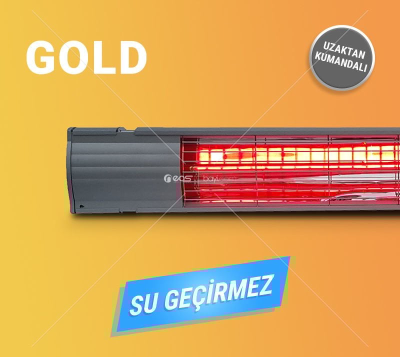 Gold 2000W Infrared Dış Mekan Isıtıcı (Siyah Kasa)