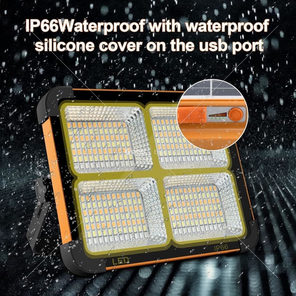 Powerdex PD-6060 LED güneş enerjili şarj edilebilir çalışma lambaları, 100 W