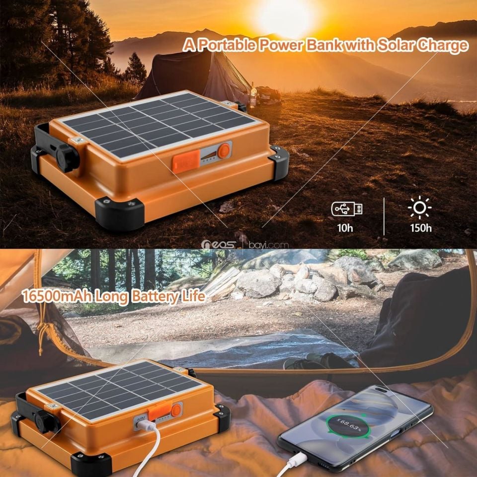 Powerdex PD-6060 LED güneş enerjili şarj edilebilir çalışma lambaları, 100 W