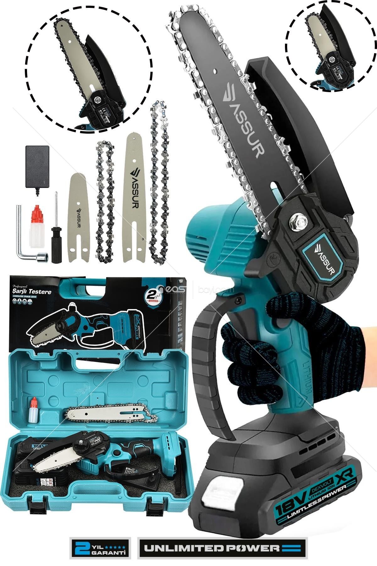 Assur 18V Çift Akülü Ağaç Odun Dal Budama Testere