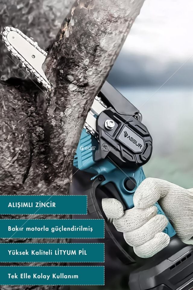 Assur 18V Çift Akülü Ağaç Odun Dal Budama Testere